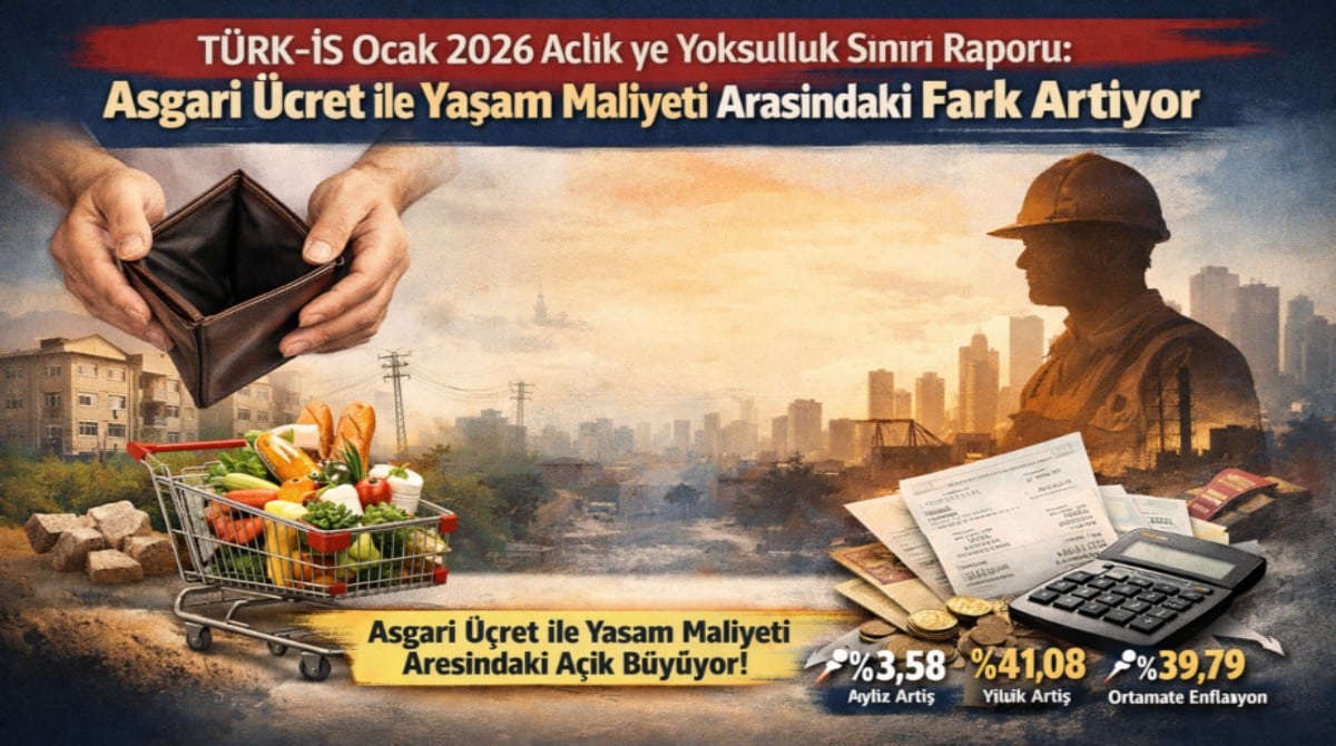 TÜRK-İŞ Ocak 2026 Açlık ve Yoksulluk Sınırı Raporu: Asgari Ücret ile Yaşam Maliyeti Arasındaki Fark Artıyor