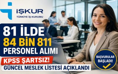 İŞKUR’dan Son Dakika: 81 İlde 84 Bin 811 Personel Alımı Başladı! KPSS Şartsız Güncel Meslek Listesi Açıklandı